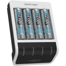 Ansmann Comfort Smart + 4x AA 2100mAh, Ladegerät(weiß/schwarz, inkl. 4x AA-Akkus mit 2100 mAh)