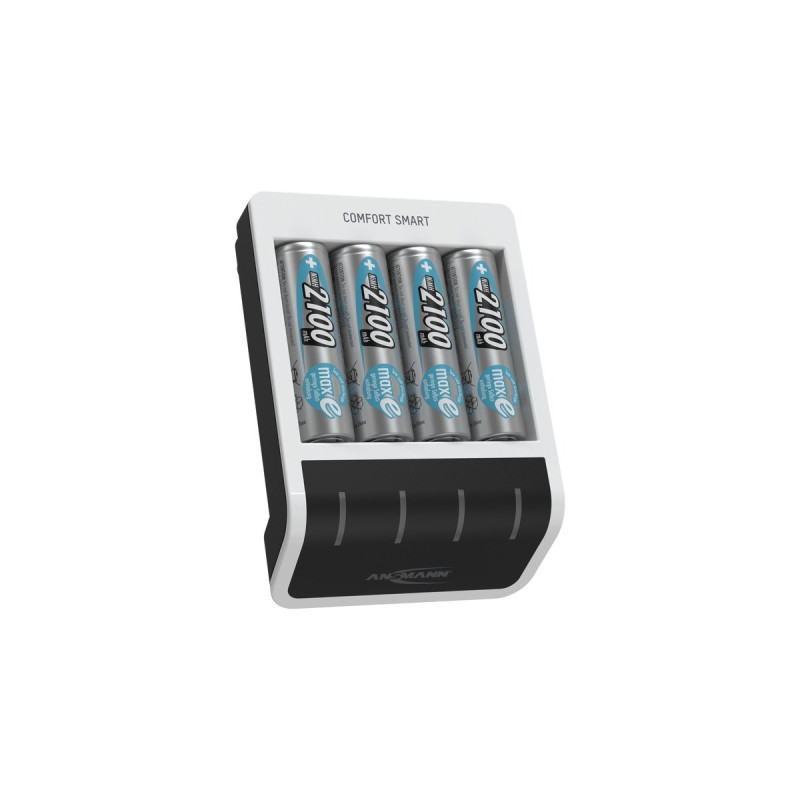 Ansmann Comfort Smart + 4x AA 2100mAh, Ladegerät(weiß/schwarz, inkl. 4x AA-Akkus mit 2100 mAh)