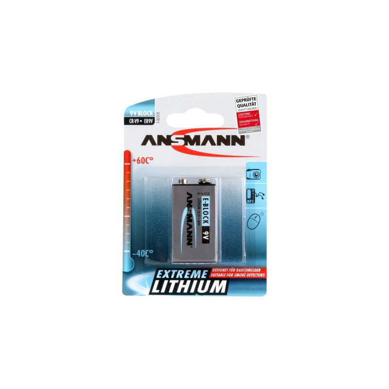 Ansmann Extreme Lithium 9V-Block, Batterie(silber, 1x Lithium)