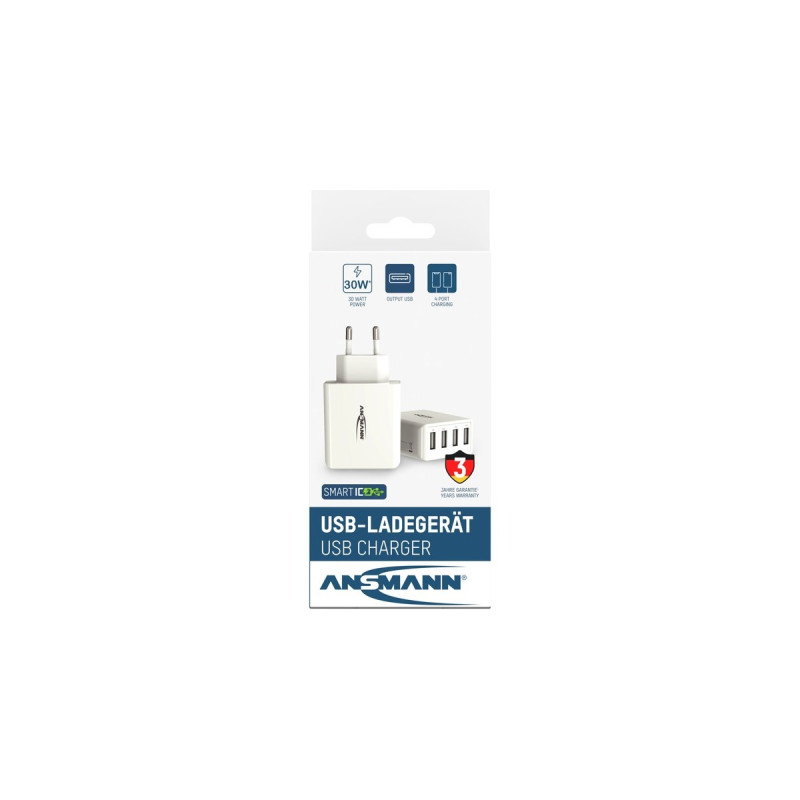 Ansmann Home Charger HC430, Ladegerät(weiß, intelligente Ladesteuerung, Multisafe-Technologie)