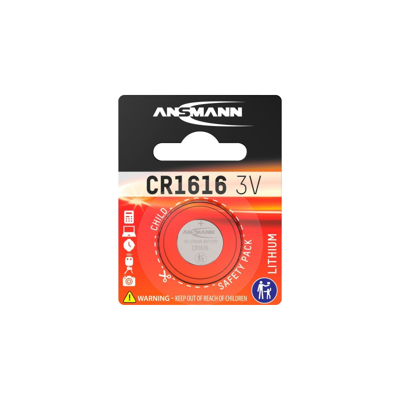 Ansmann Lithium Knopfzelle CR-1616, Batterie(silber)