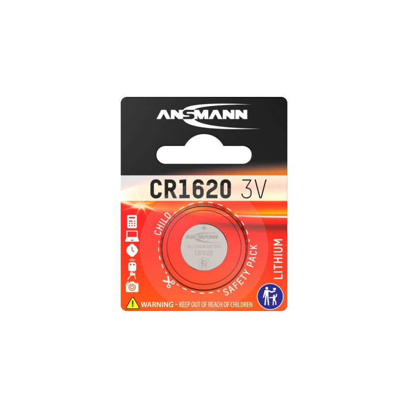 Ansmann Lithium Knopfzelle CR-1620, Batterie(silber)