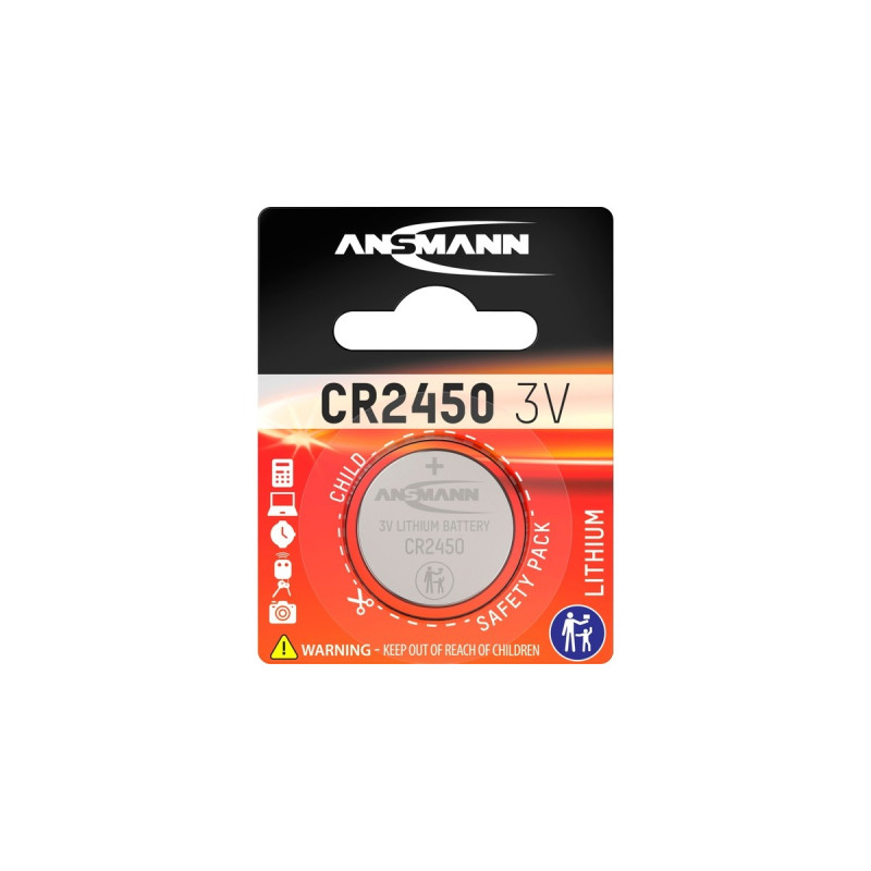 Ansmann Lithium Knopfzelle CR-2450, Batterie(silber)