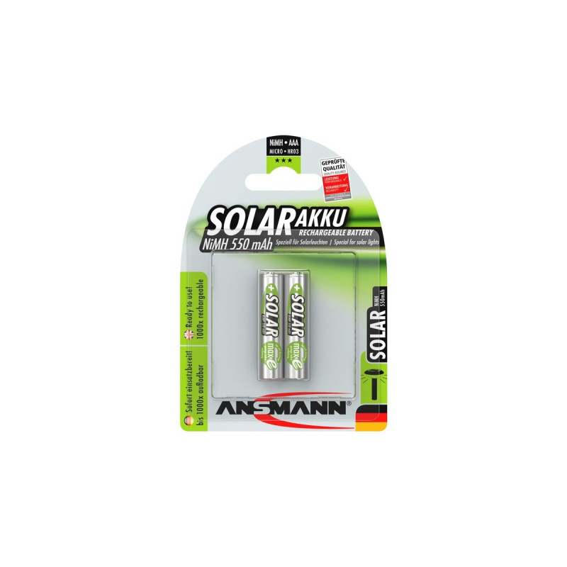 Ansmann Solar NiMH Akku Micro AAA 550 mAh maxE(2x AAA (Micro))