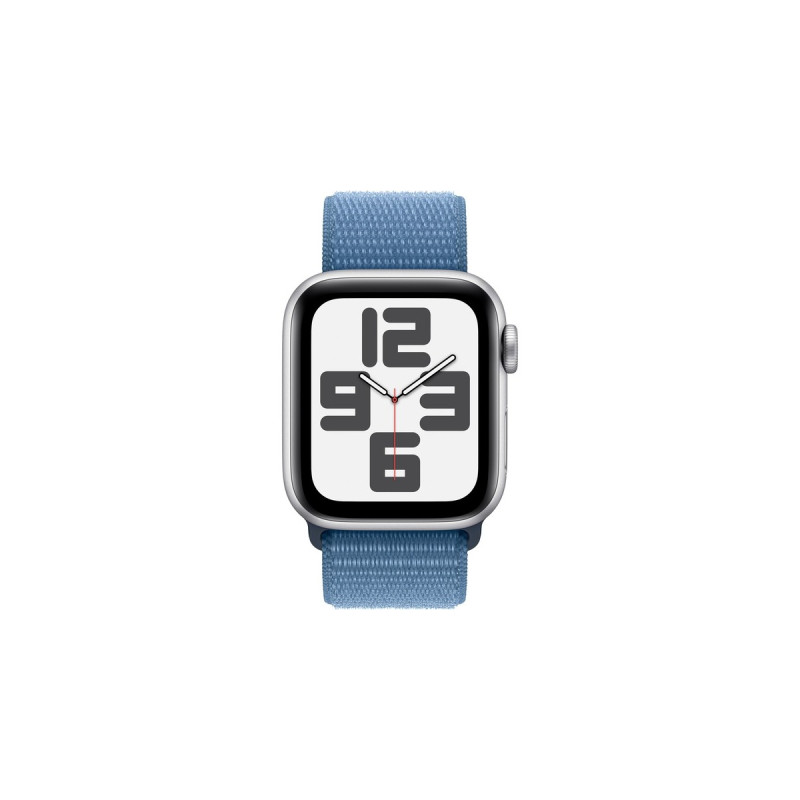 Apple Watch SE (2023), Smartwatch(silber/blau, 40 mm, Sport Loop, Aluminium, Cellular)