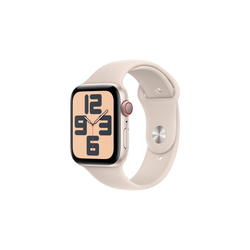 Apple Watch SE (2023), Smartwatch(Polarstern, 44 mm, Sportarmband, Aluminium, Cellular)