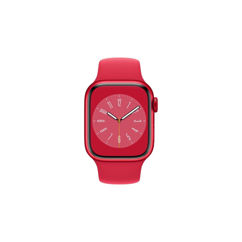 Apple Watch Series 8, Smartwatch(rot, 41 mm, Sportarmband, Aluminium-Gehäuse, LTE)
