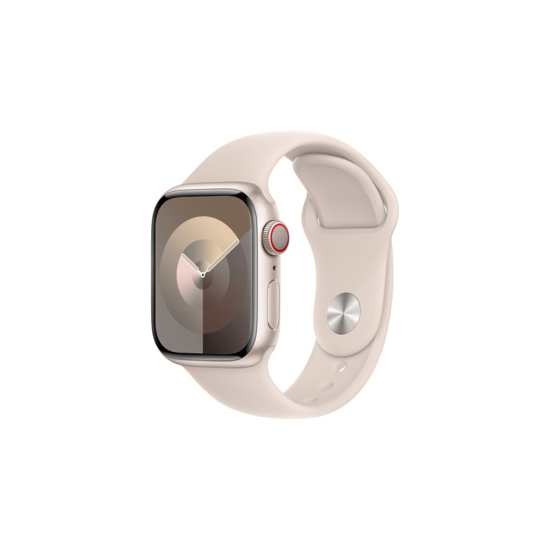 Apple Watch Series 9, Smartwatch(Polarstern, Aluminium, 41 mm, Sportarmband, Cellular)