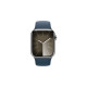 Apple Watch Series 9, Smartwatch(silber/dunkelblau, Edelstahl, 41 mm, Sportarmband, Cellular)