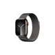 Apple Watch Series 9, Smartwatch(graphit/graphit, Edelstahl, 45 mm, Milanaise Armbamd, Cellular)