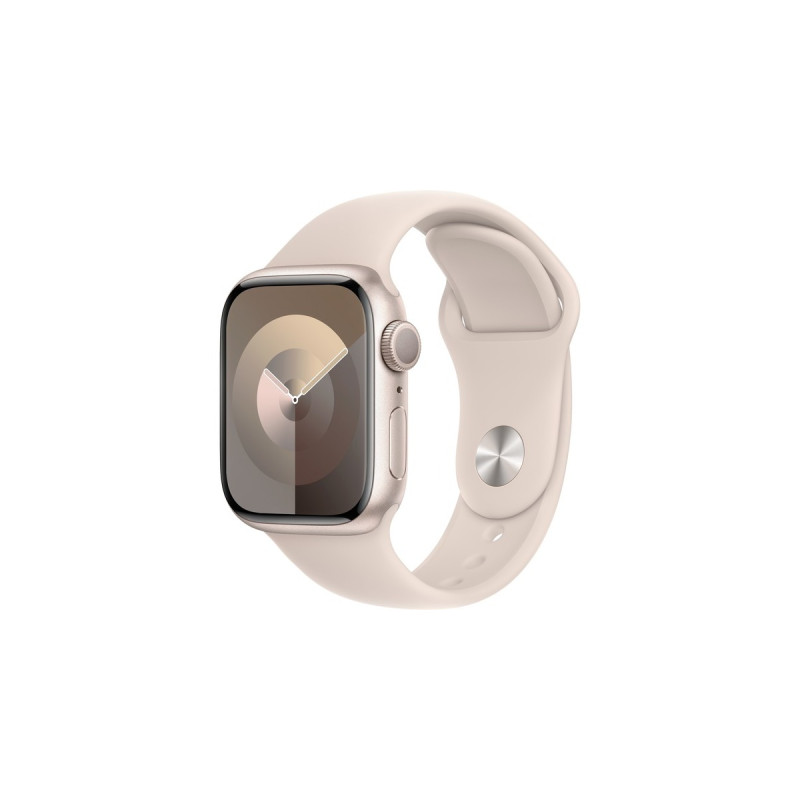 Apple Watch Series 9, Smartwatch(Polarstern, Aluminium, 41 mm, Sportarmband)