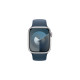 Apple Watch Series 9, Smartwatch(silber/blau, Aluminium, 41 mm, Sportarmband)