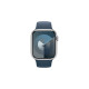 Apple Watch Series 9, Smartwatch(silber/blau, Aluminium, 45 mm, Sportarmband)