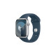 Apple Watch Series 9, Smartwatch(silber/blau, Aluminium, 45 mm, Sportarmband)