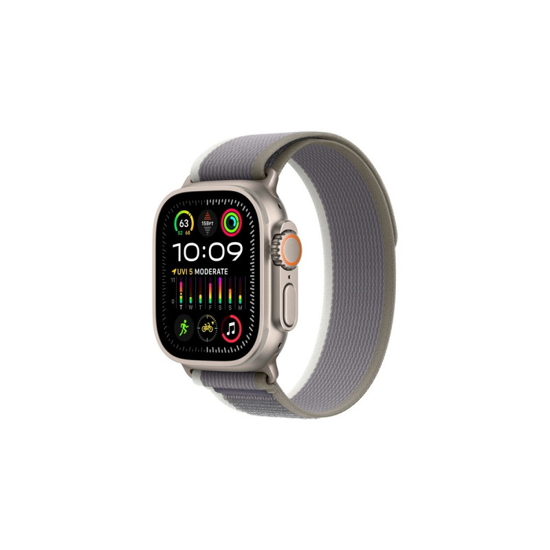 Apple Watch Ultra 2, Smartwatch(grün/grau, 49 mm, Trail Loop, Titangehäuse, Cellular)