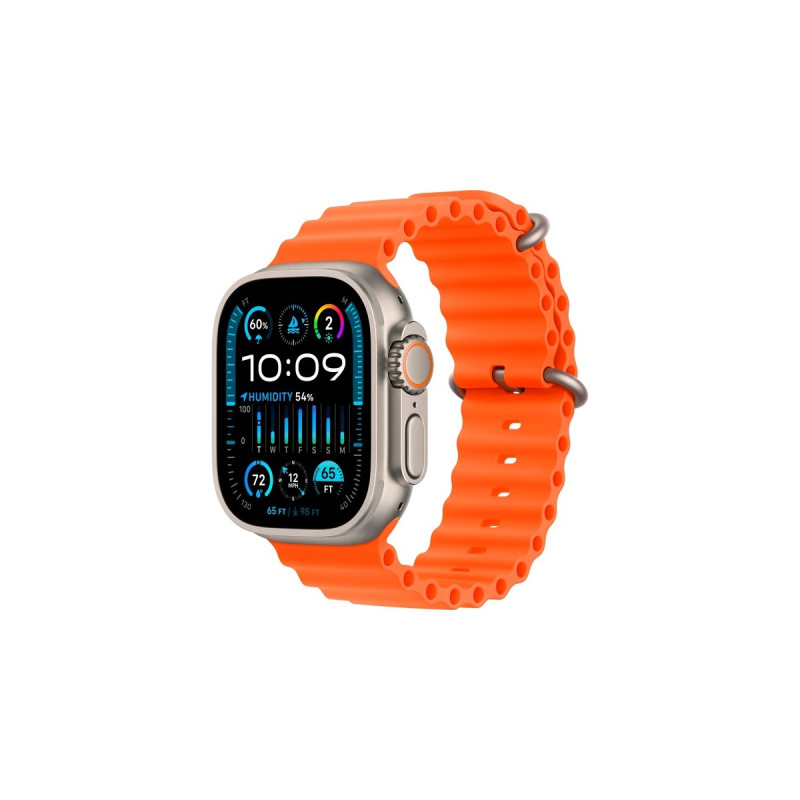 Apple Watch Ultra 2, Smartwatch(orange, 49 mm, Ocean Armband, Titangehäuse, Cellular)