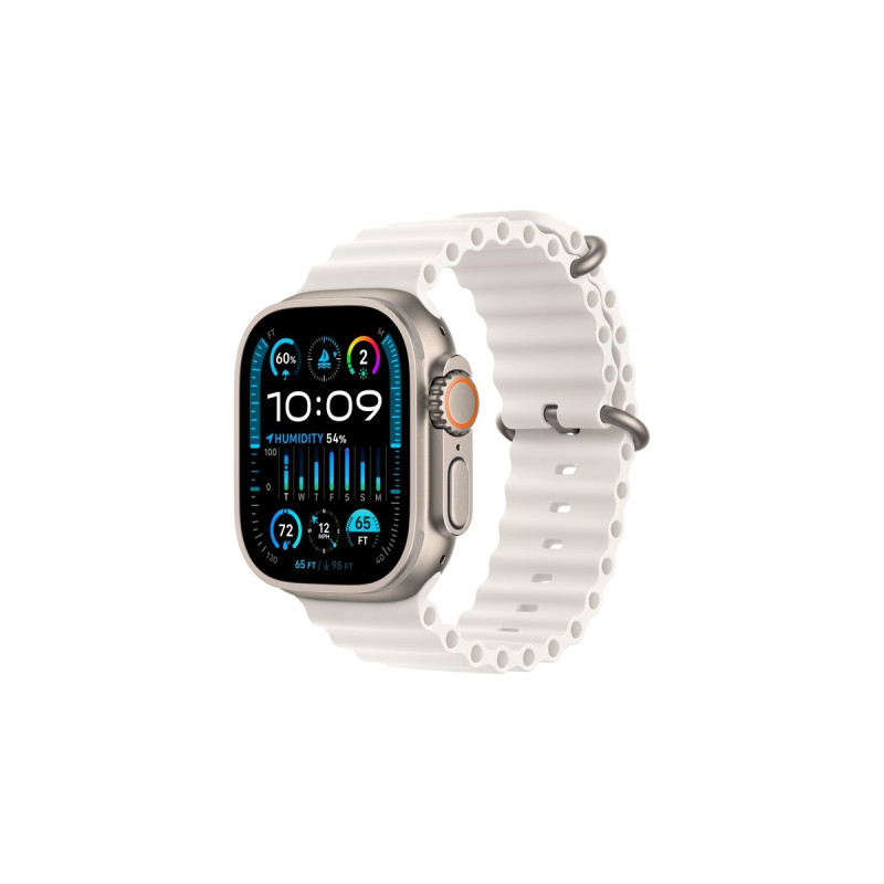 Apple Watch Ultra 2, Smartwatch(weiß, 49 mm, Ocean Armband, Titangehäuse, Cellular)