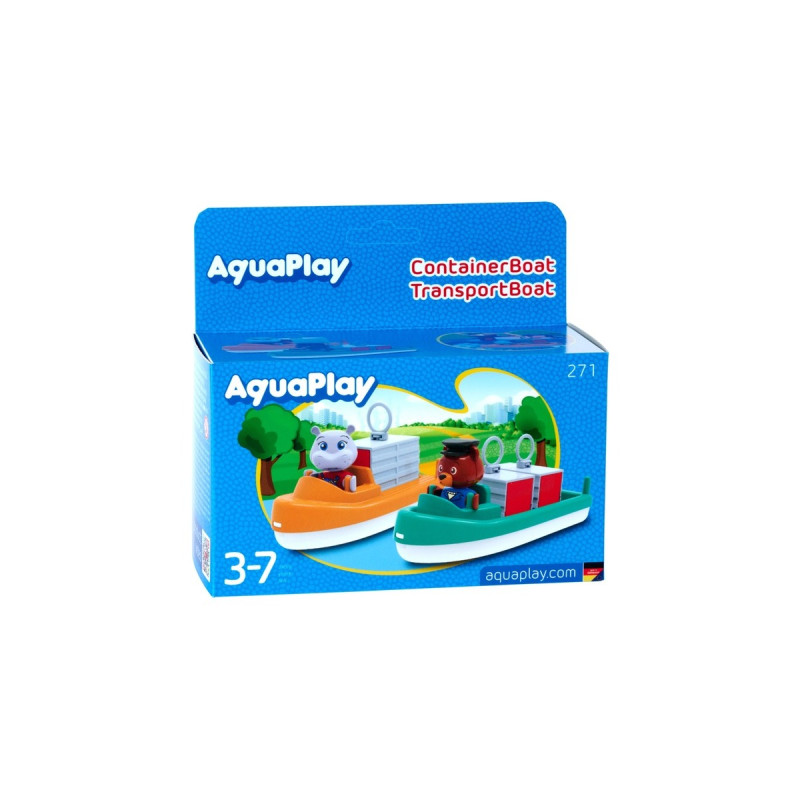 Aquaplay Container- & Transportboot, Spielfahrzeug(mehrfarbig, Inkl. 2 Spielfiguren)