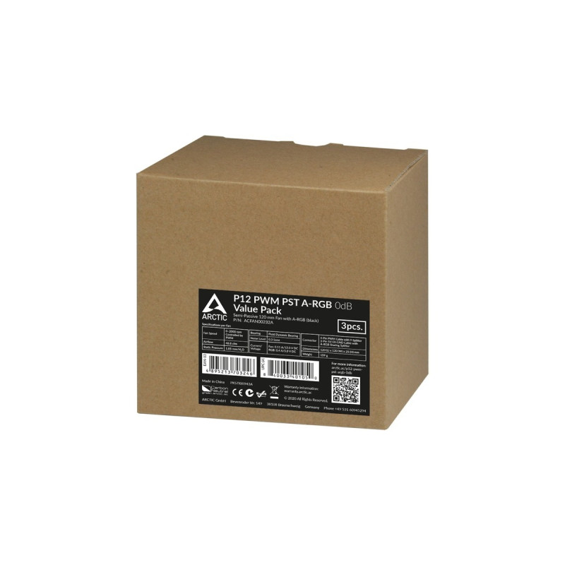 Arctic P12 PWM PST A-RGB 0dB 3er 120x120x25, Gehäuselüfter(schwarz/transparent, 3er Pack)