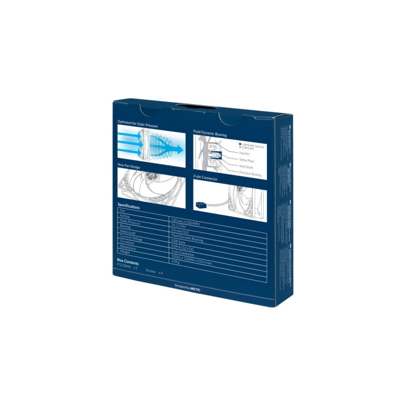 Arctic P12 Silent 120x120x25, Gehäuselüfter(schwarz)