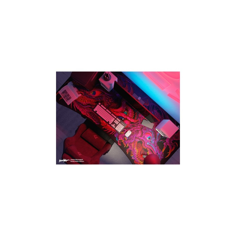 Arozzi Arena Gaming-Tisch, Crawling Chaos(schwarz/violett, vollflächiges Mikrofaser-Mauspad)