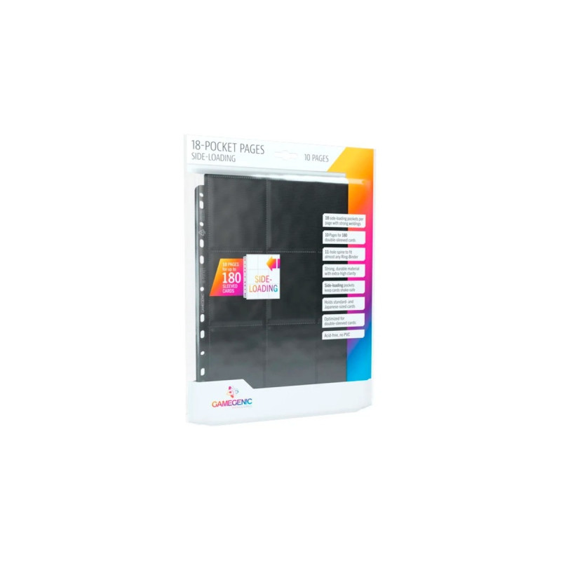 Asmodee 18-Pocket Pages Side-Loading, Einlage(schwarz, 10 Seiten pro Beutel)