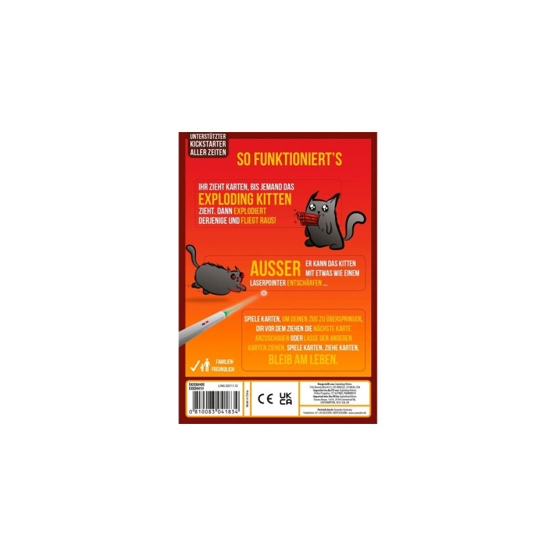 Asmodee Exploding Kittens - 2-Spieler-Edition, Kartenspiel