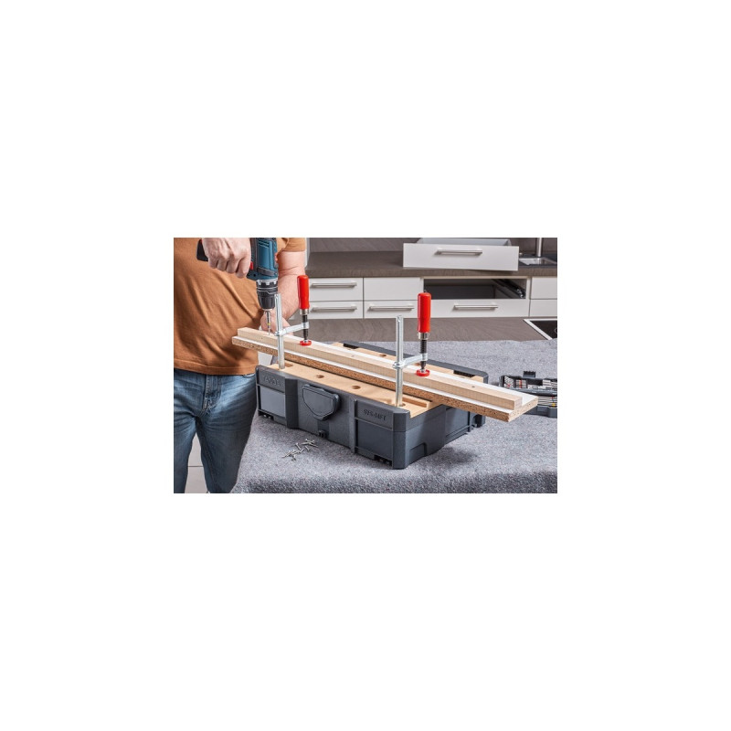 BESSEY Ganzstahl-Tischzwinge GTR12(silber/rot, 120 / 60, für Führungsschienen)