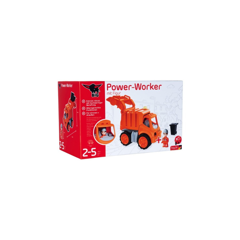 BIG Power-Worker Müllwagen + Figur, Spielfahrzeug(orange/grau)