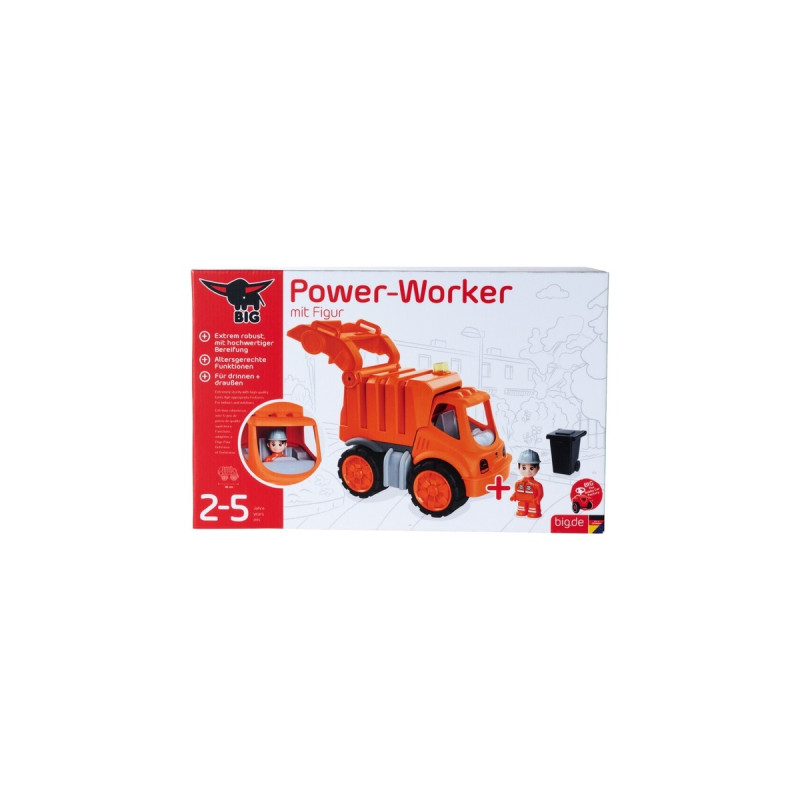 BIG Power-Worker Müllwagen + Figur, Spielfahrzeug(orange/grau)