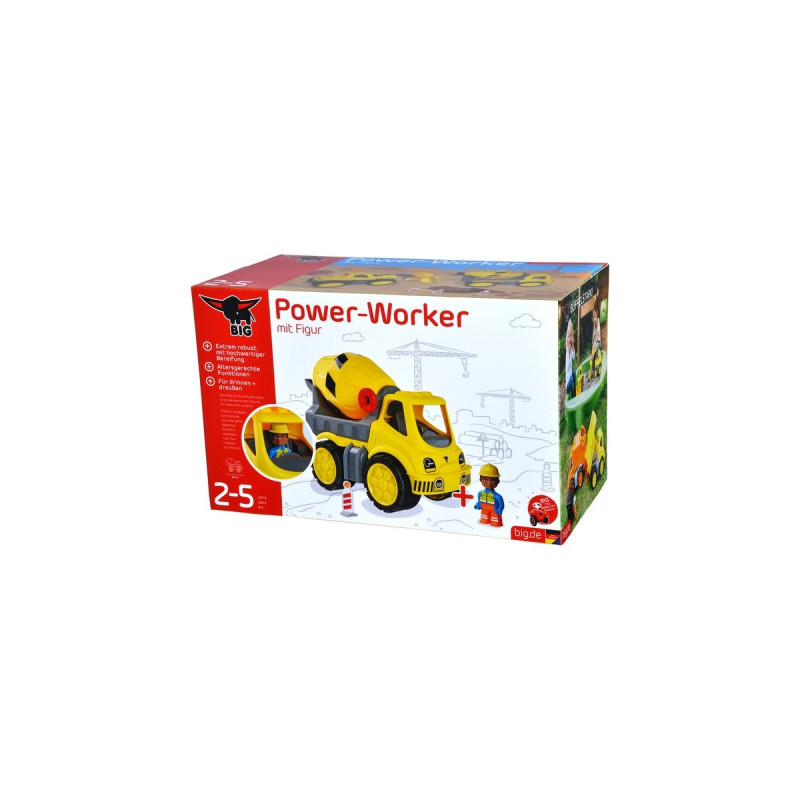 BIG Power-Worker Zementmischer + Figur, Spielfahrzeug(gelb/grau)