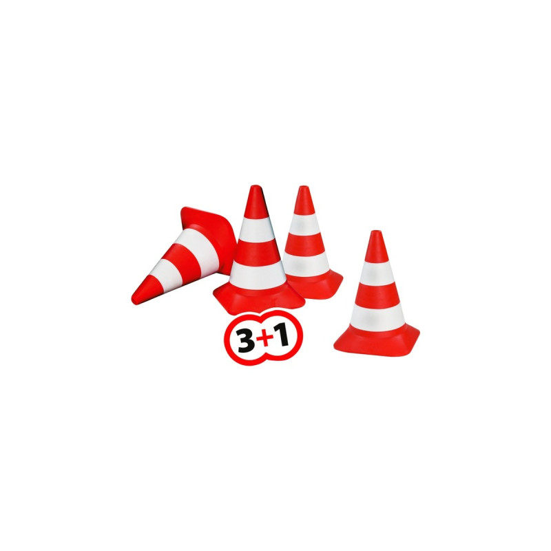 BIG Pylonen Set 4 Stück, Verkehrszeichen(orange/weiß)