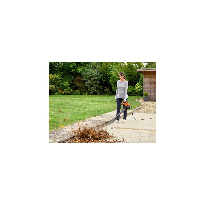 BLACK+DECKER 3-in-1 Elektro-Laubsauger BEBLV301-QS, Laubsauger/Laubbläser(schwarz/orange, 3.000 Watt)