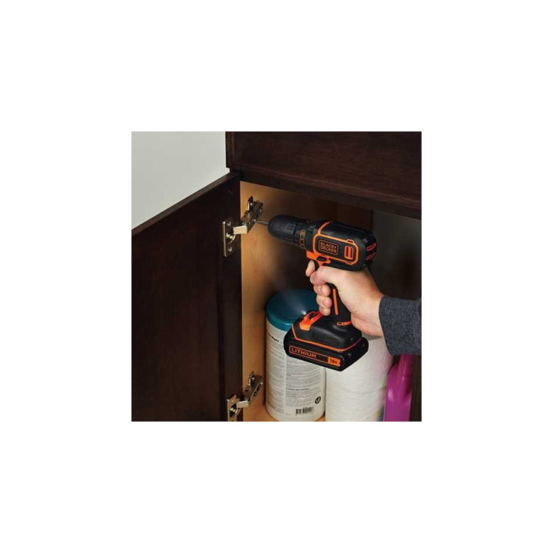 BLACK+DECKER Akku-Bohrschrauber BDCDC18K, 18Volt(schwarz/orange, Li-Ion-Akku 1,5Ah, im Koffer)