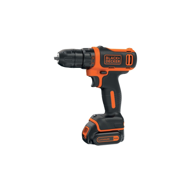 BLACK+DECKER Akku-Bohrschrauber BDCDD12, 10,8Volt(schwarz/orange, Li-Ionen Akku 1,5Ah)