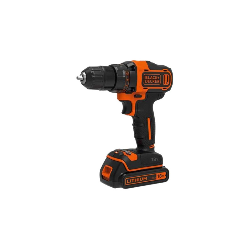 BLACK+DECKER Akku-Bohrschrauber BDCDD186K, 18Volt(schwarz/orange, Li-Ionen Akku 1,5 Ah, im Koffer)