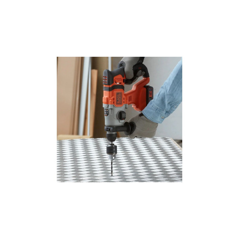 BLACK+DECKER Akku-Kombihammer BCD900E2K, 18Volt, Bohrhammer(orange/schwarz, 2x 2,5Ah Li-Ionen-Akku)