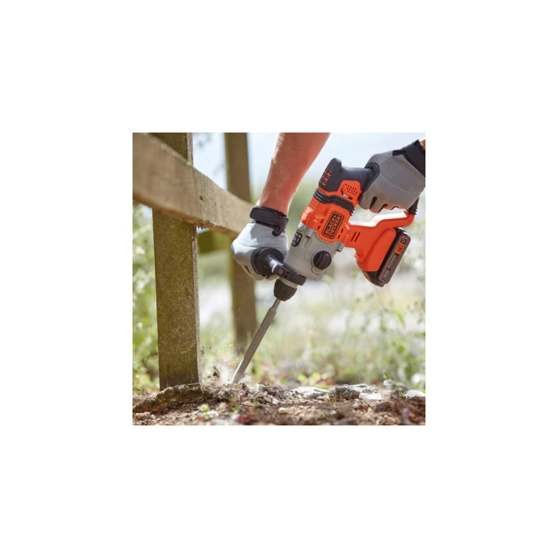 BLACK+DECKER Akku-Kombihammer BCD900E2K, 18Volt, Bohrhammer(orange/schwarz, 2x 2,5Ah Li-Ionen-Akku)