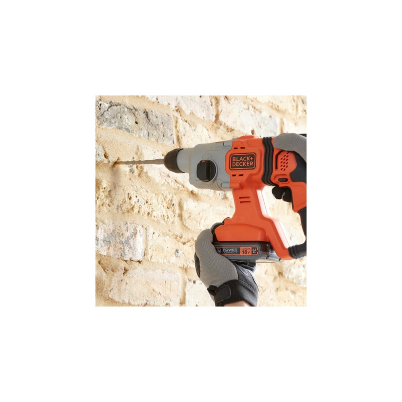 BLACK+DECKER Akku-Kombihammer BCD900E2K, 18Volt, Bohrhammer(orange/schwarz, 2x 2,5Ah Li-Ionen-Akku)