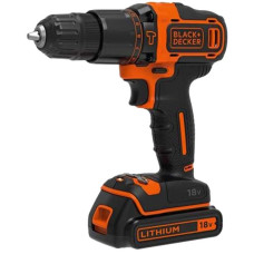 BLACK+DECKER Akku-Schlagbohrschrauber BDCHD18KB, 18Volt(schwarz/orange, 2x Li-Ionen Akku 1,5Ah, Koffer)