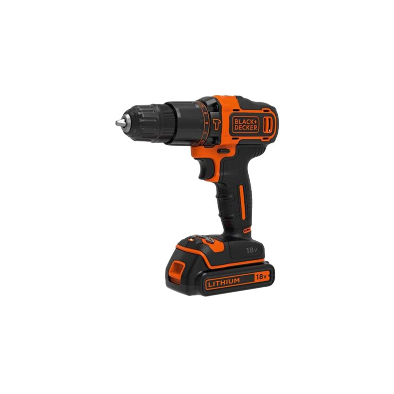 BLACK+DECKER Akku-Schlagbohrschrauber BDCHD18KB, 18Volt(schwarz/orange, 2x Li-Ionen Akku 1,5Ah, Koffer)