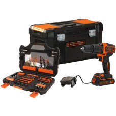 BLACK+DECKER Akku-Schlagbohrschrauber BDCHD18S1KA, 18Volt(schwarz/orange, Li-Ionen Akku 1,5Ah, inkl. 104-teiliges Zubehör-Set)