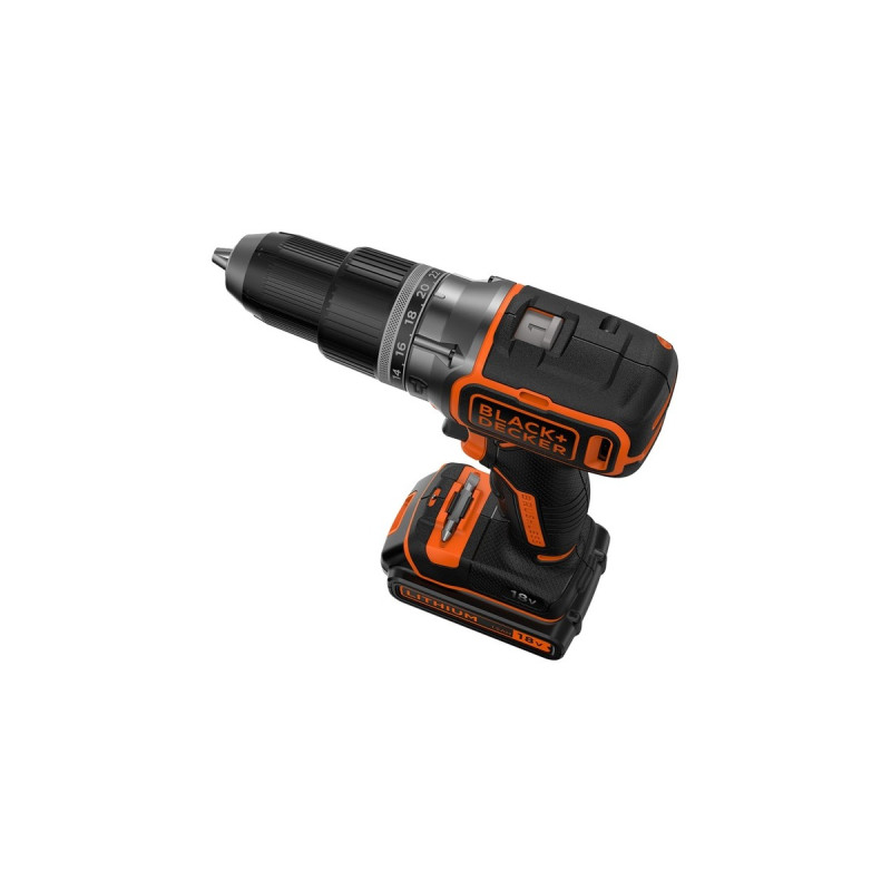 BLACK+DECKER Akku-Schlagbohrschrauber BL188KB, 18Volt(schwarz/orange, 2x Li-Ionen Akku 1,5Ah, Koffer)