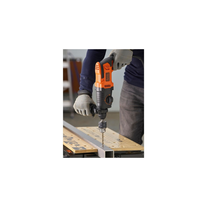 BLACK+DECKER Bohrhammer BEHS01K-QS(schwarz/orange, 650 Watt, Koffer)