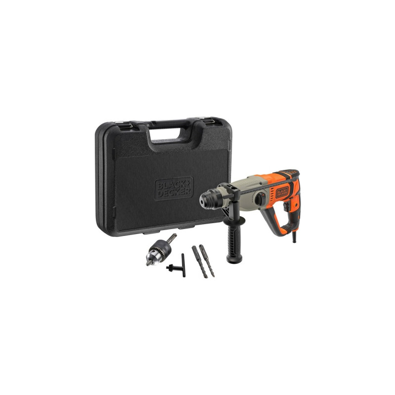 BLACK+DECKER Bohrhammer BEHS02K-QS(schwarz/orange, 800 Watt, Koffer)