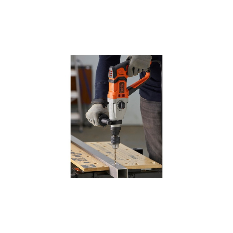 BLACK+DECKER Bohrhammer BEHS02K-QS(schwarz/orange, 800 Watt, Koffer)