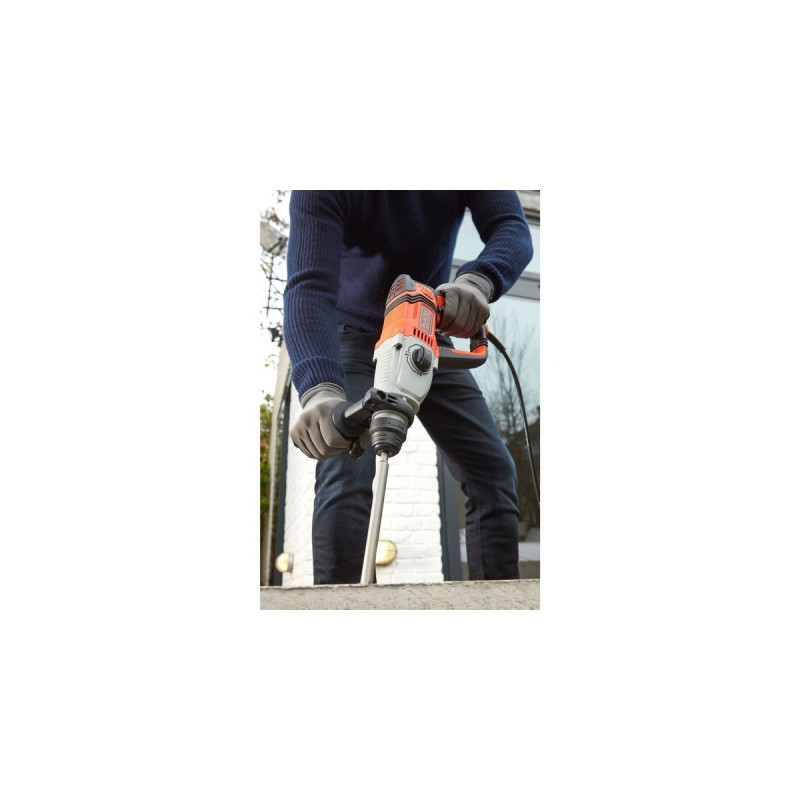 BLACK+DECKER Bohrhammer BEHS02K-QS(schwarz/orange, 800 Watt, Koffer)