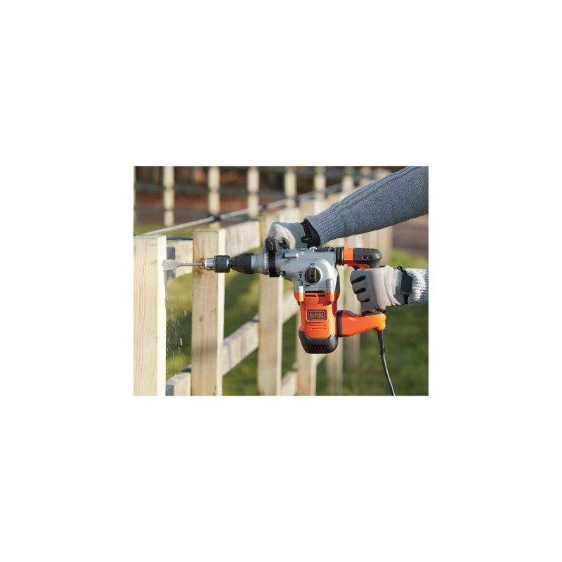 BLACK+DECKER Bohrhammer BEHS03K-QS(schwarz/orange, 1.250 Watt, Koffer)