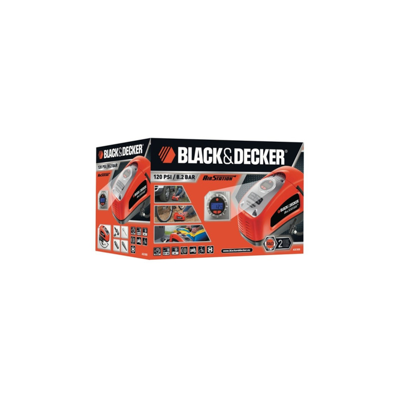 BLACK+DECKER Kompressor ASI300, 11bar, Luftpumpe(orange/schwarz, 12 Volt Zigarettenzünder-Anschluss)
