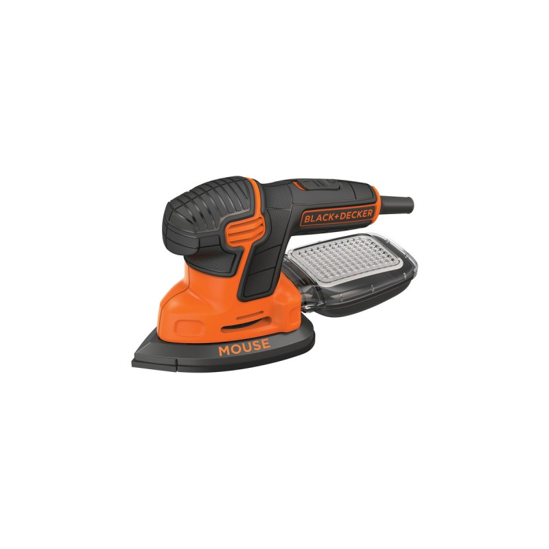 BLACK+DECKER Mouse-Schleifer KA2000, Deltaschleifer(orange/schwarz, 120 Watt, mit Tasche u. 6-tlg. Schleifzubehör)